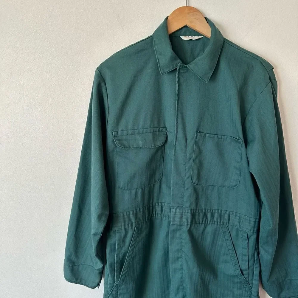Big Mac JCPenney Vintage RARE Color Men’s Teal Green Mechanic Work Coveralls Jum - Picture 4 of 15